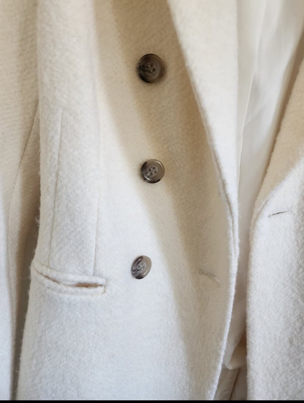 Ann Taylor Ivory Double-Breasted Long Wool Coat. - Picture 12 of 16